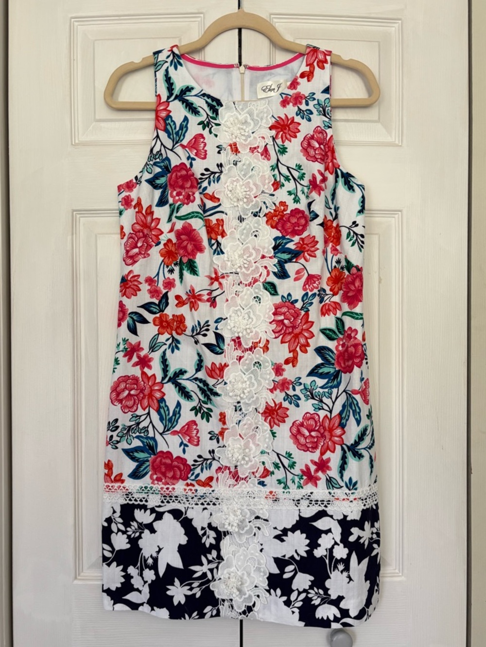 ELIZA J. Cotton Colorful Floral Sleeveless Shift Dress Size 4